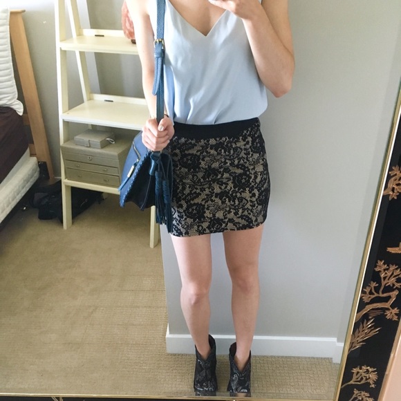 Black Velvet Lace & Cream Mini Skirt - Picture 8 of 8